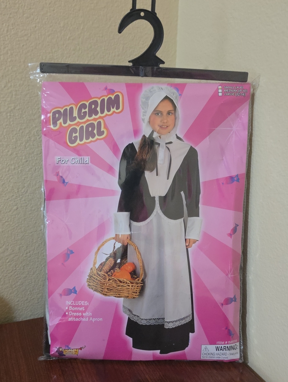 Pilgrim Girl Costume for Kids - Black & White, Size Small